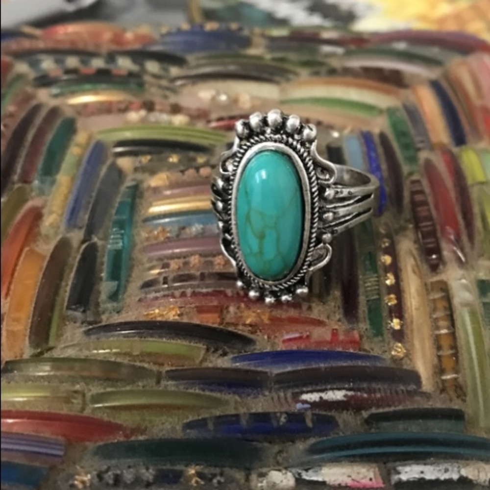 💚Antique/V Lg Nat Gemstone Fashion Statement Ring - Picture 3 of 6